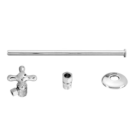 Westbrass Toilet Kit W/ Stop and Flat Head Riser, Cross Handle in Polished Chrome D1812T-26
